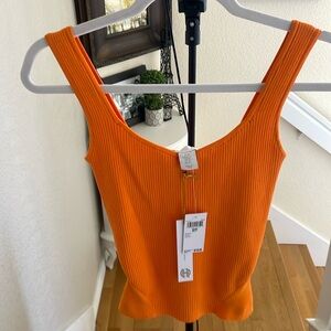 House of Harlow 1960 Ribbed Orange V-Neck Tank Top NWT XS